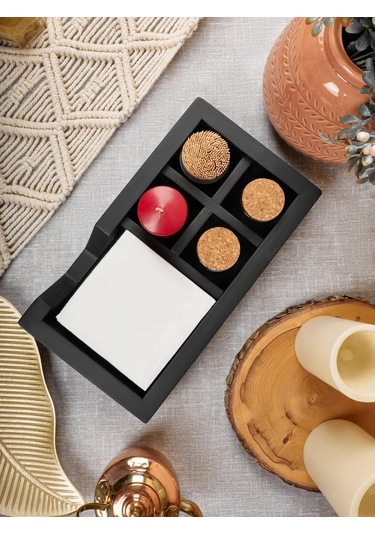 Oktaur Büyük Ahşap Masa Peçetelik 451687093 Siyah