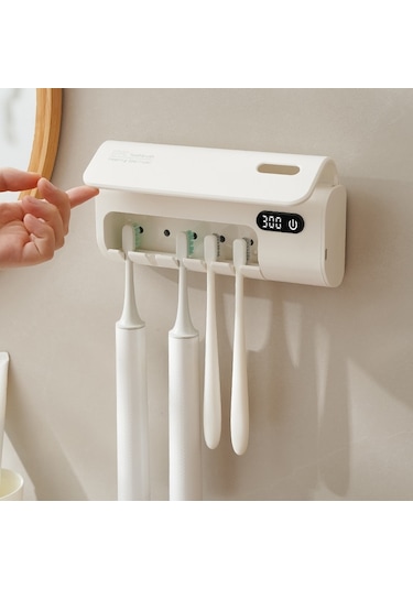 Mioji Mio Uv5f Pro 2600mah Şarj Edilebilir Uv Sterilizatörü Diş Fırçası Tutucusu Beyaz Beyaz