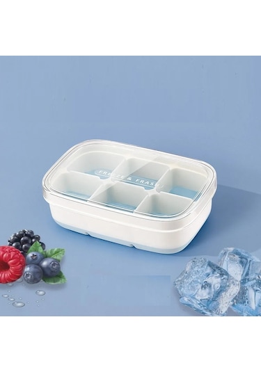 Büro Ev Ofis Buzdolabı İçin 6bölme Silikon Yapışmaz Tabanlı Kapaklı Buz Kalıbı Diğer