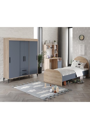 Afilli İzmir Cocuk Odası Takımı Tamamı Mdf Flora Ve Antrasit