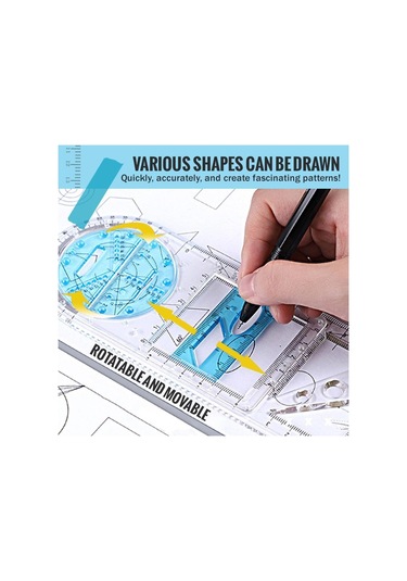 Çok Fonksiyonlu Geometrik Cetveller Springhall Açısı Ve Daire Yapıcı Çizim Geometrik Çizim Şablonu Ölçüm Cetveli