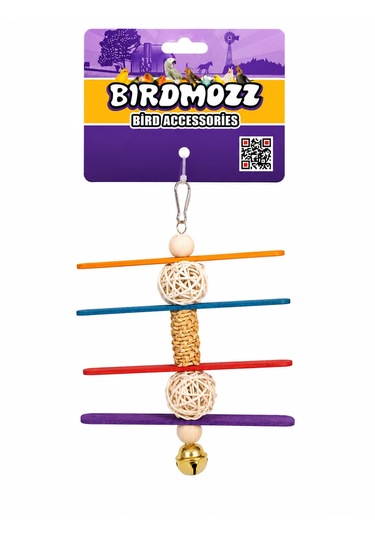 Birdmozz Premium Tahta Çubuklu Kuş Oyuncağı