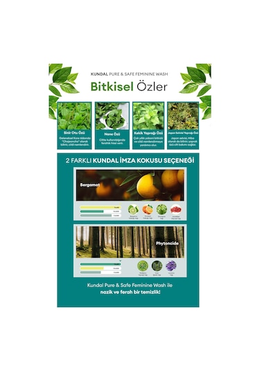 Kadınlara Özel İntim Temizleme Jeli Kundal Pure & Safe Feminine Wash 300ml Phytoncide