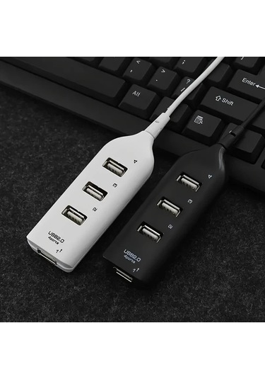 Fochsia 1 Adet Hızlı 4 Port Usb 2.0 Hub Dağıtıcı Mikro Usb Çoklu Bağlantı Noktası Adaptörü Beyaz