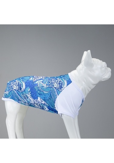 Blue Flowers Küçük, Orta Ve Büyük Irk Köpek Tshirt