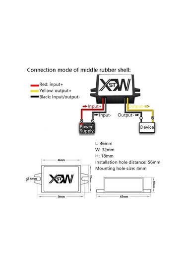 Xwst Dc 12/24v - 5v Dönüştürücü Kademeli Araç Güç Modülü, Özellikler: 12/24v - 5v 5a Orta Kauçuk Kabuk