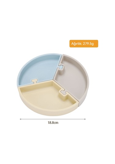 Jianfan Bölmeli Silikon Mama Tabağı Ve Birleşmeli Kase Bebek Beslenme Seti Sarı Kayısı Mavi Üçiğne Diğer