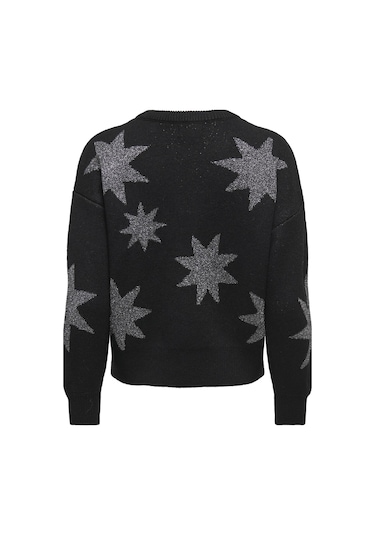Only Rosie Ls O-neck Glitter Kadın Triko Kazak Işıltılı Bisiklet Yaka Siyah