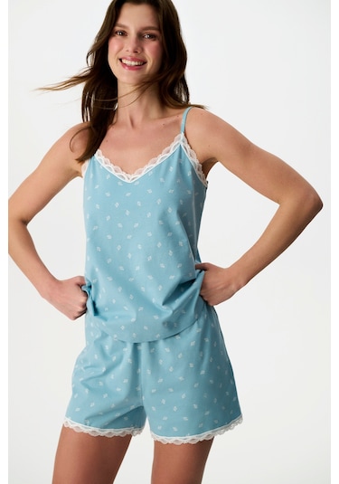 Penti Mavi Aqua Şortlu Pijama Takımı
