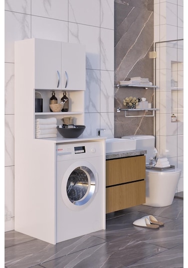 Çamaşır Makinesi Dolabı Beyaz