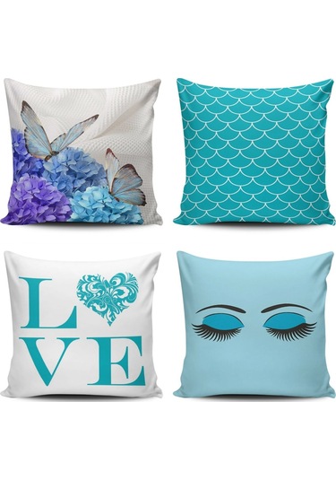 Kırlent Dünyası 4Lü Kombin Dijital Baskılı Kırlent Kılıfı (376648161)