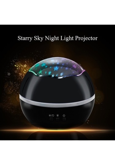 Fortunelane 8 Renkli Siyah Usb Yıldız Deniz Projeksiyon Lambası, Döner Tasarım, Uyku Ortamı Oluşturucu, Pil Dahil Değil