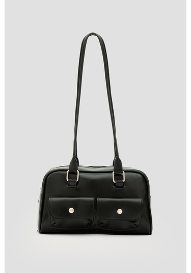 Rhan Retro Baget Çantası Siyah Siyah