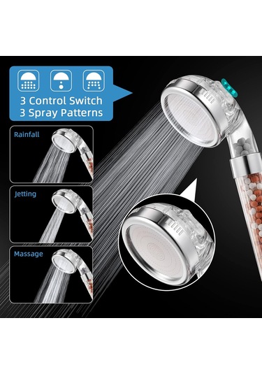 Xindoker El Tutanlı Duş Başlığı, Yüksek Basınçlı, Su Tasarruflu, 3 Mod Yağmur/masaj/sprey , İyon Ve Kireç Filtresi, Düşük Basınç İçin Uyumlu Abs Malzeme Diğer Xindoker El Tutanlı Duş Başlığı, Yüksek Basınçlı, Su Tasarruflu, 3 Mod Yağmur/masaj/sprey , İyon Ve Kireç Filtresi, Düşük Basınç İçin Uyumlu Abs Malzeme Diğer