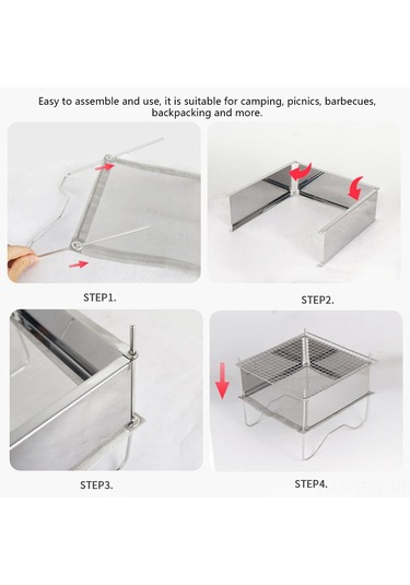 Tenfowee Stainless Steel Taşınabilir Mangal Çadırı - Isı Dayanıklı, Hızlı Montajlı, Çadır Kampı Ve Piknikler İçin Odunluk Ateş Tabanı