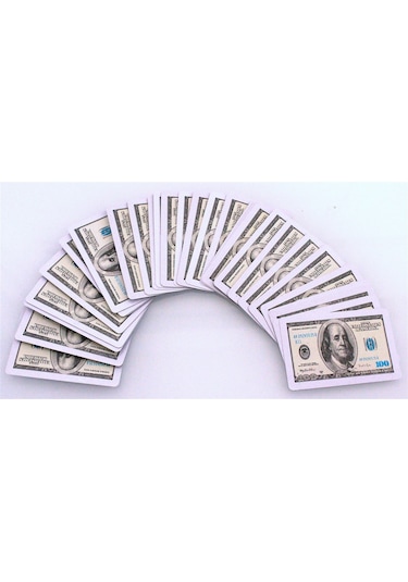 100 Dolar Desenli Oyun İskambil Kağıdı Deste Benjamin Franklin