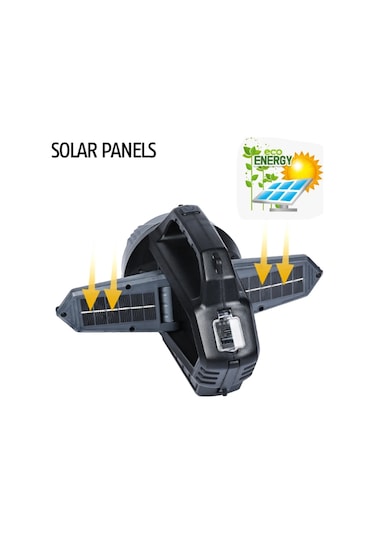 Ey2368 Solar Powerbanklı El Feneri Asılabilir Kamp Lambası Siyah