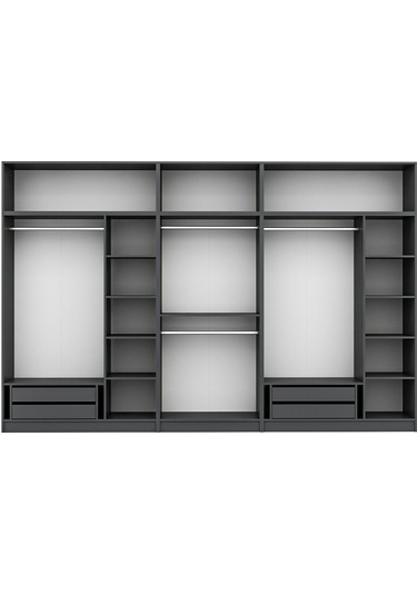 Kale 8 Mebran Panjur Kapaklı 4 Çekmeceli Dolap Ve Yüklük Antrasit 255cm Antrasit