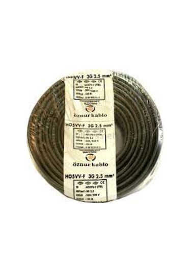 Öznur 3X2,5 Ttr Kablo Siyah Renk %100 Bakır 25-50-75-100 Metre