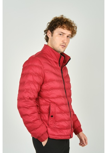 Allegro Erkek Hakim Yaka Fermuar Kapamalı Cep Detaylı Kapitone Şişme Mont 7360 Kırmızı Kırmızı