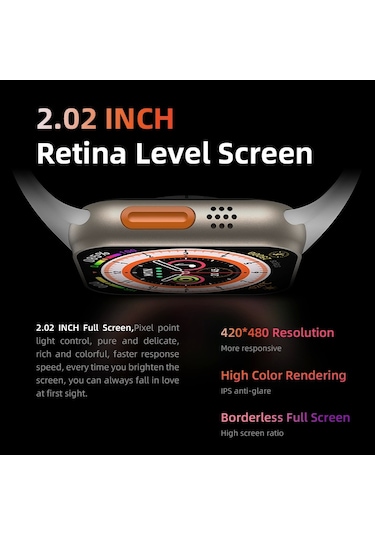 Watch 8 Hw8 Ultra Adventure 2.02inc Siri Nfc Bluetooth Arama Ios Android Uyumlu Akıllı Saat