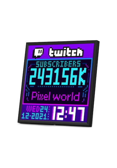 Divoom Pixoo-64 App Kontrollü Wifi Animasyonlu 64x64 Piksel LED Ekran Resim Çerçevesi-Abone Sayacı