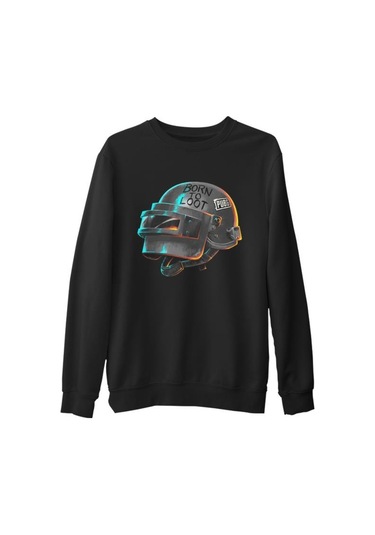 Pubg - Loot Siyah Erkek Kalın Sweatshirt