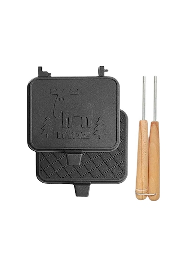 Çift Taraflı Sandviç Tavası Yapışmaz Izgara Kızartma Tavası Ekmek Tostu İçin Siyah