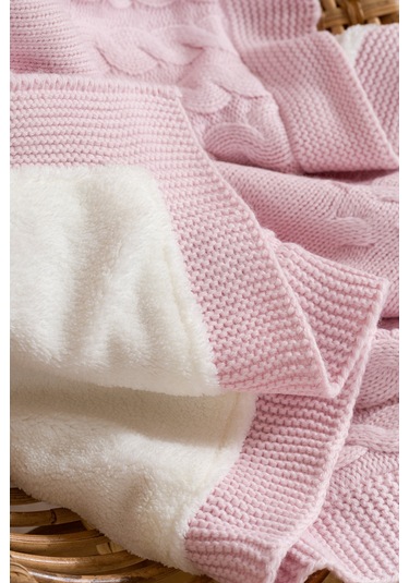 Toffy Toz Pembe Örgü Bebek Battaniyesi 100x100 Pembe