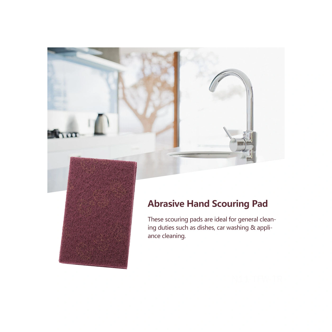 Tenfowee Endüstriyel Nylon Temizleme Ve Cila Padleri - Yeşil Kaba 5"x8" 5 Adet Paket Yeşil