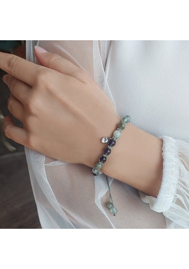 Vaoov 925 Ayar Gümüş Doğal Taşlı Stres Ve Depresyona Karşı Enerji Bilekliği