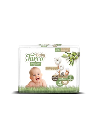 Baby Turco Doğadan Bebek Bezi 4 Numara Maxi 30 Adet