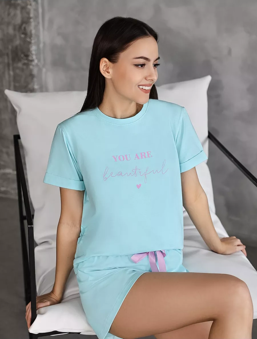 Derek Moon Şortlu Pijama Ev Giyimi 222505021 Turkuaz