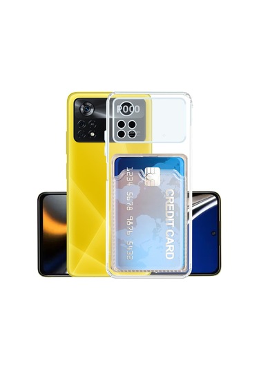 Apsuwa Xiaomi Poco M4 Pro Kamera Korumalı Kartlıklı Setra Şeffaf Silikon Kılıf