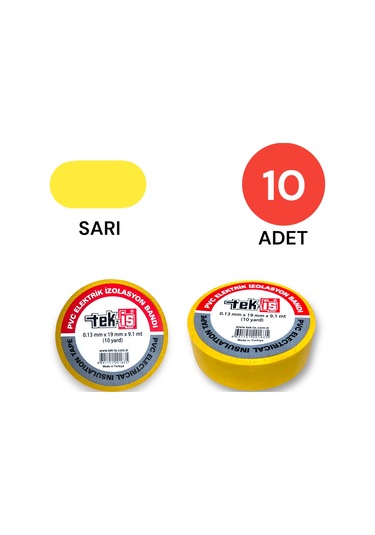 Tek-iş Izole Bant Elektrik Bandı Sarı 10 Adet