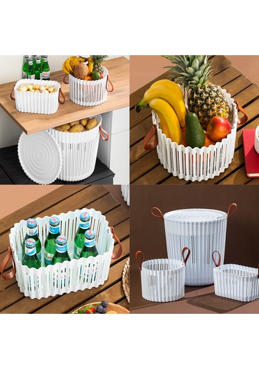 Porsima 4316 Beyaz 3'lü Sepet Seti Banyo Mutfak Organizeri Beyaz