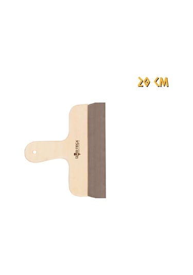 İzmir Fırça Ahşap Eğri Saplı Çelik Spatula - 20 Cm.