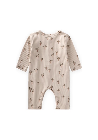 Baskılı Tulum 0-3 Yaş Palmiye Desen Ekru