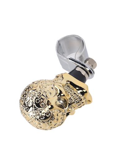 Lemestar Kafa Kelle Desenli Direksiyon Döndürme Kolu - Araba, Kamyon, Traktör, Bot Uyumlu - Dayanıklı Reçine Malzeme - Direksiyon Gücü Artırıcı - Gümüş Renk Gümüş