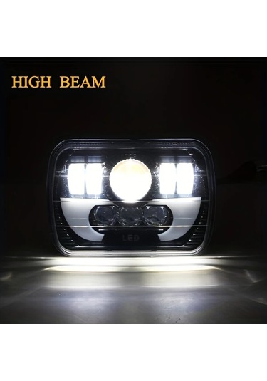 Motion003 Lupuauto 1 Adet 12.7x17.78cm Led Kare Baslikli Far Beyaz Drl H4 Farlar Kamyon Offroad