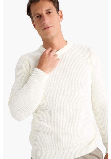 DeFacto Standart Fit Bisiklet Yaka Triko Kazak C8814AX24WNER100