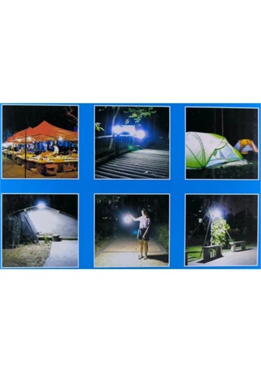 Kamp Lambası Solar Şarjlı El Feneri Usb Type-c Şarj Powerbank Mavi