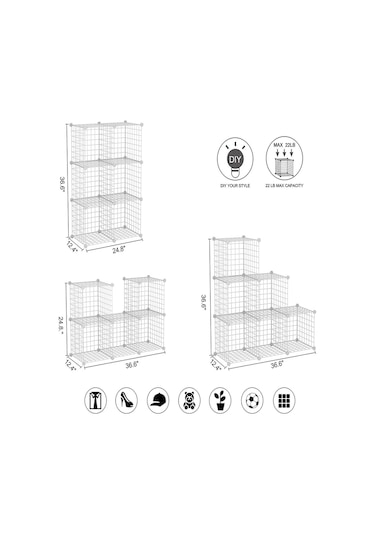 6 Bölmeli Beyaz Portatif Çok Amaçlı Metal Tel Dolap Raf Kitaplık