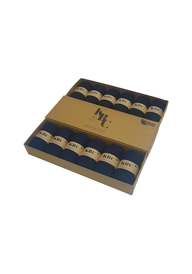 12'li Karışık Renk Dikişsiz Bambu Yazlık Klasik Erkek Çorap Seti Lacivert - Siyah