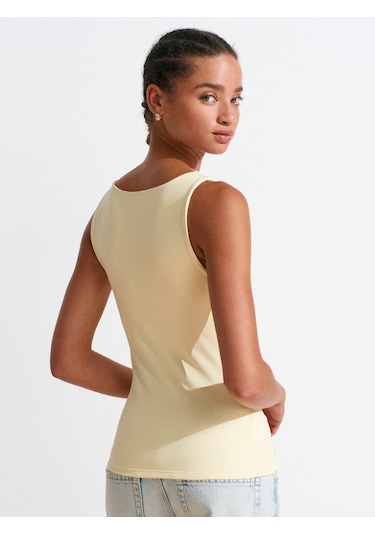 Dilvin 20977 Kalın Askılı Poliamid Atlet-sarı Sarı