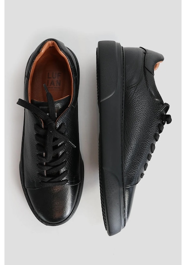 Lufian Tommy Siyah Erkek Deri Sneaker Ayakkabı Siyah