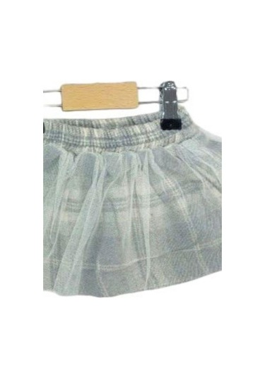 Kız Bebek Bebe Yaka Sweat Tüllü Etekli Takım-13553 Gri