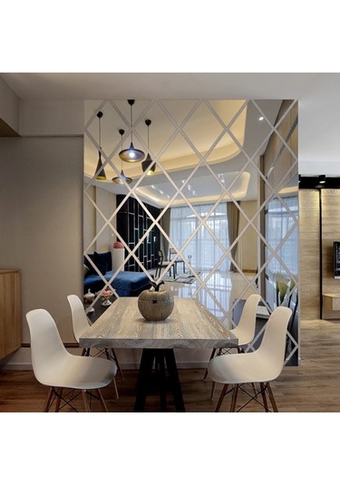 Sones Eşkenar Dörtgen Dikişli Arka Plan Akrilik Ayna Dekoratif Çıkartmalar, Özellikler: Kahverengi Büyük Diğer