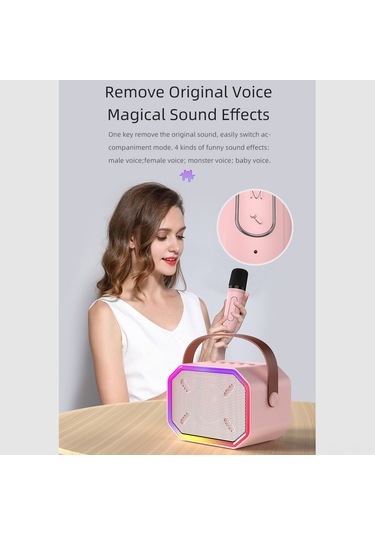 Reedark "taşınabilir Bluetooth Hoparlör Ve Kablosuz Mikrofonlu Ktv Sistemi - 6w Güçlü Ses Ve Renkli Işık Efektleri"