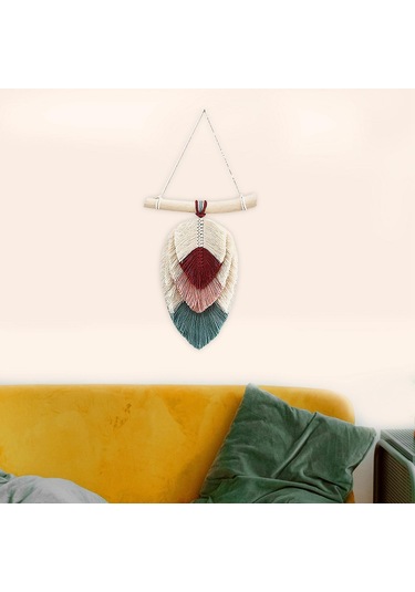 Suntek Magideal Makrome Duvar Asılı Goblen Fringe Kırmızı-pembe-25x30cm